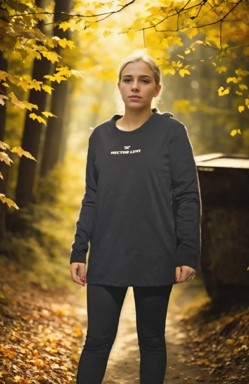 Unisex Bisiklet Yaka Uzun Kollu T-Shirt - Siyah