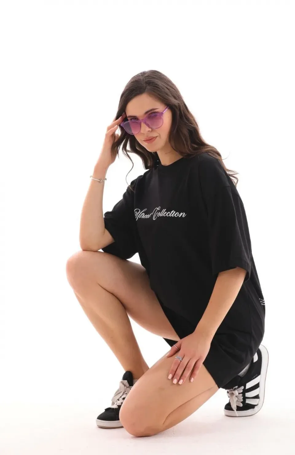 Unisex Bisiklet Yaka Baskılı Oversize T-Shirt - Siyah Somersan Giyim | Kadın, Erkek ve Çocuk Moda