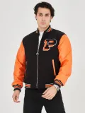 Erkek İçten Elyaf ve Astarlı Kolları Suni Deri Ceket - Turuncu