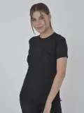 Kadın File Cepli Slim fit T-shirt - Siyah
