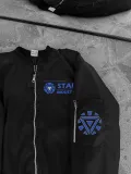 Stark Industries Siyah Bomber Mont – Fermuarlı, Cepli, Uzun Kollu, Kapitone Astarlı, Bahar ve Kış Mevsimi Rahat Unisex Ceket - Siyah