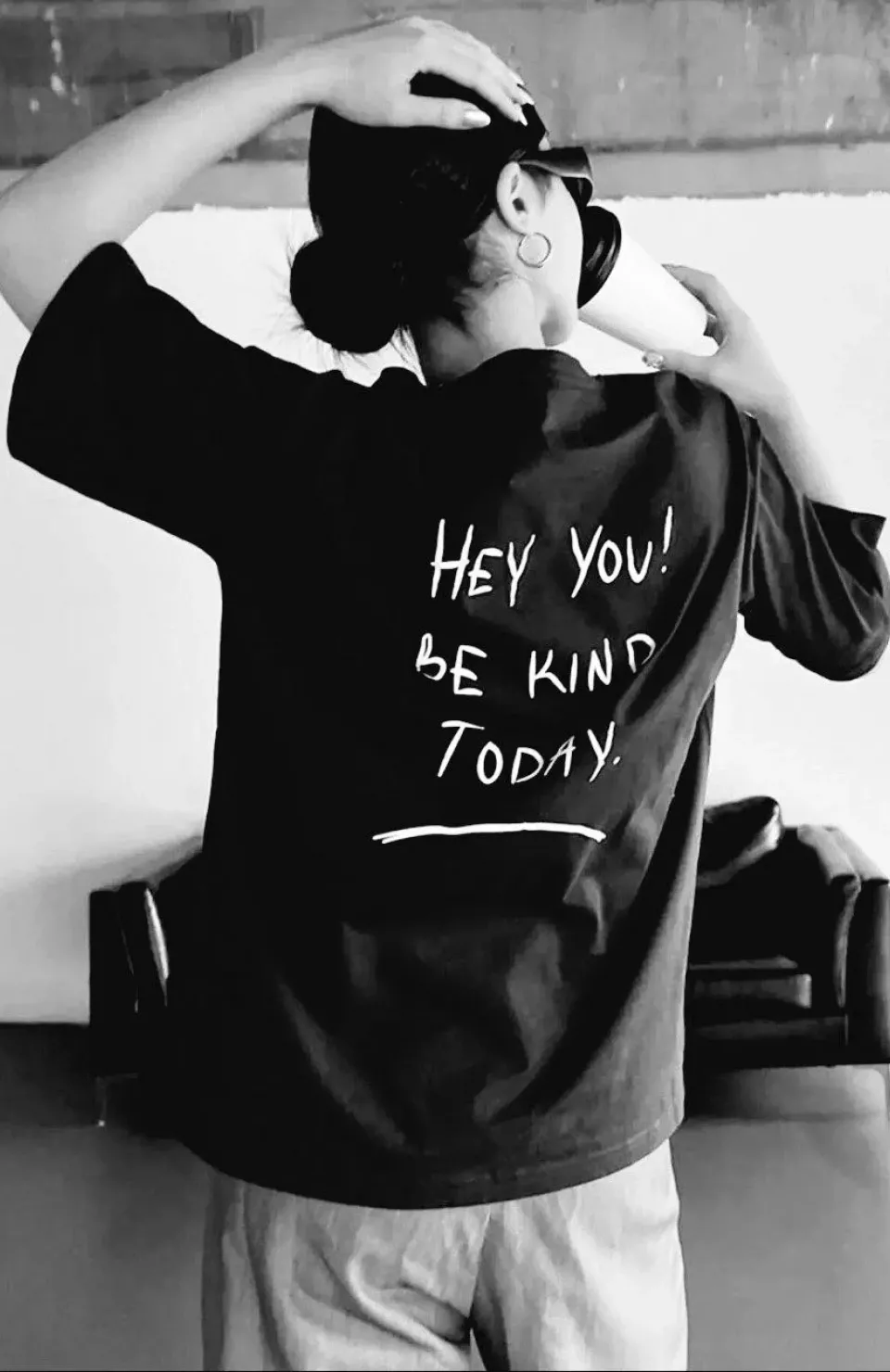 Unisex Baskılı Oversize T-Shirt - Siyah