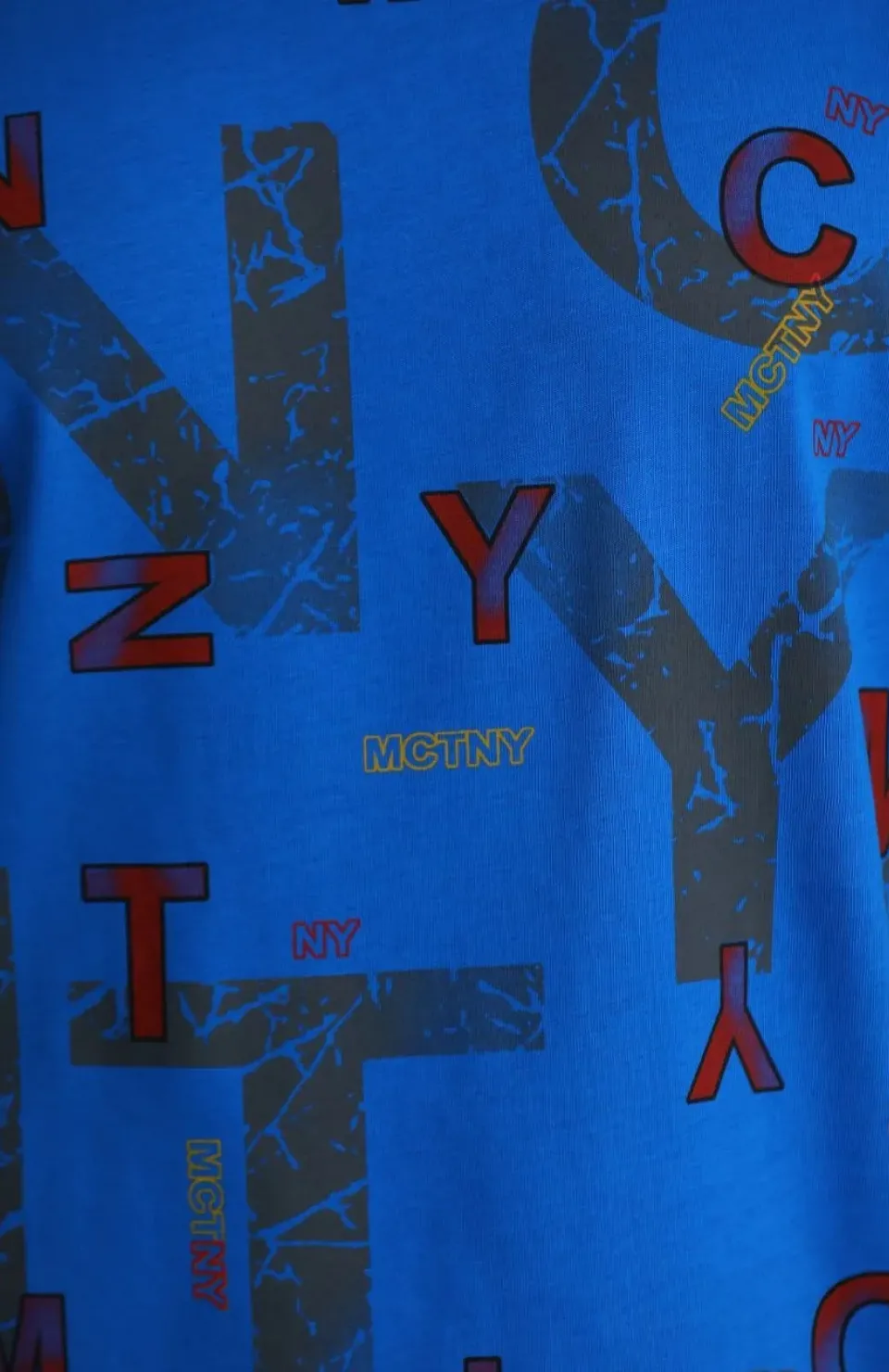 Unisex Baskılı Oversize T-Shirt - Mavi