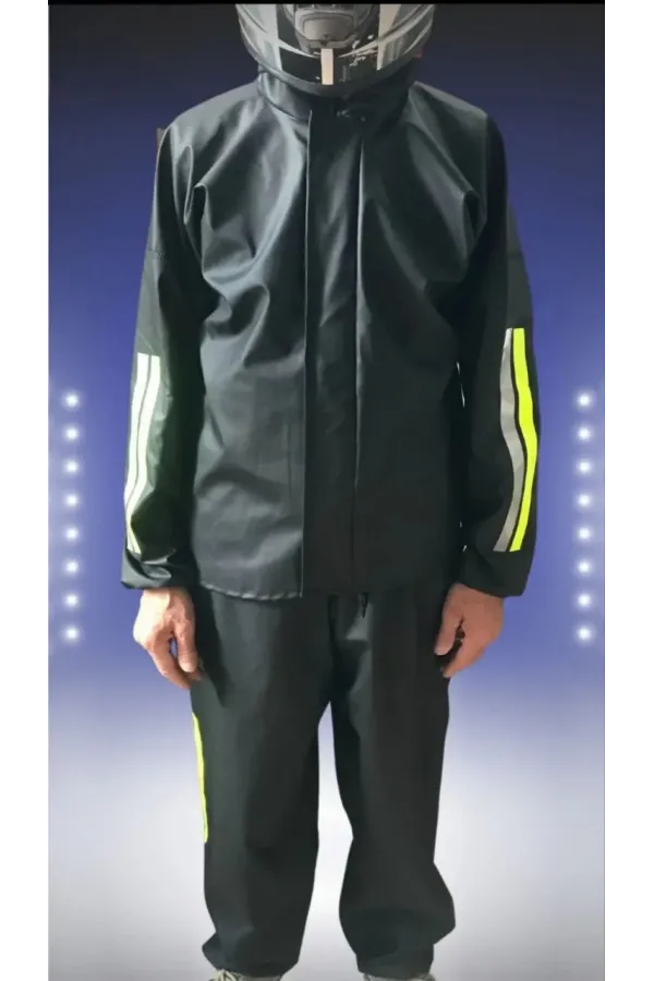 Motorcu Kurye Su Geçirmez Yağmurluk Takım - Siyah