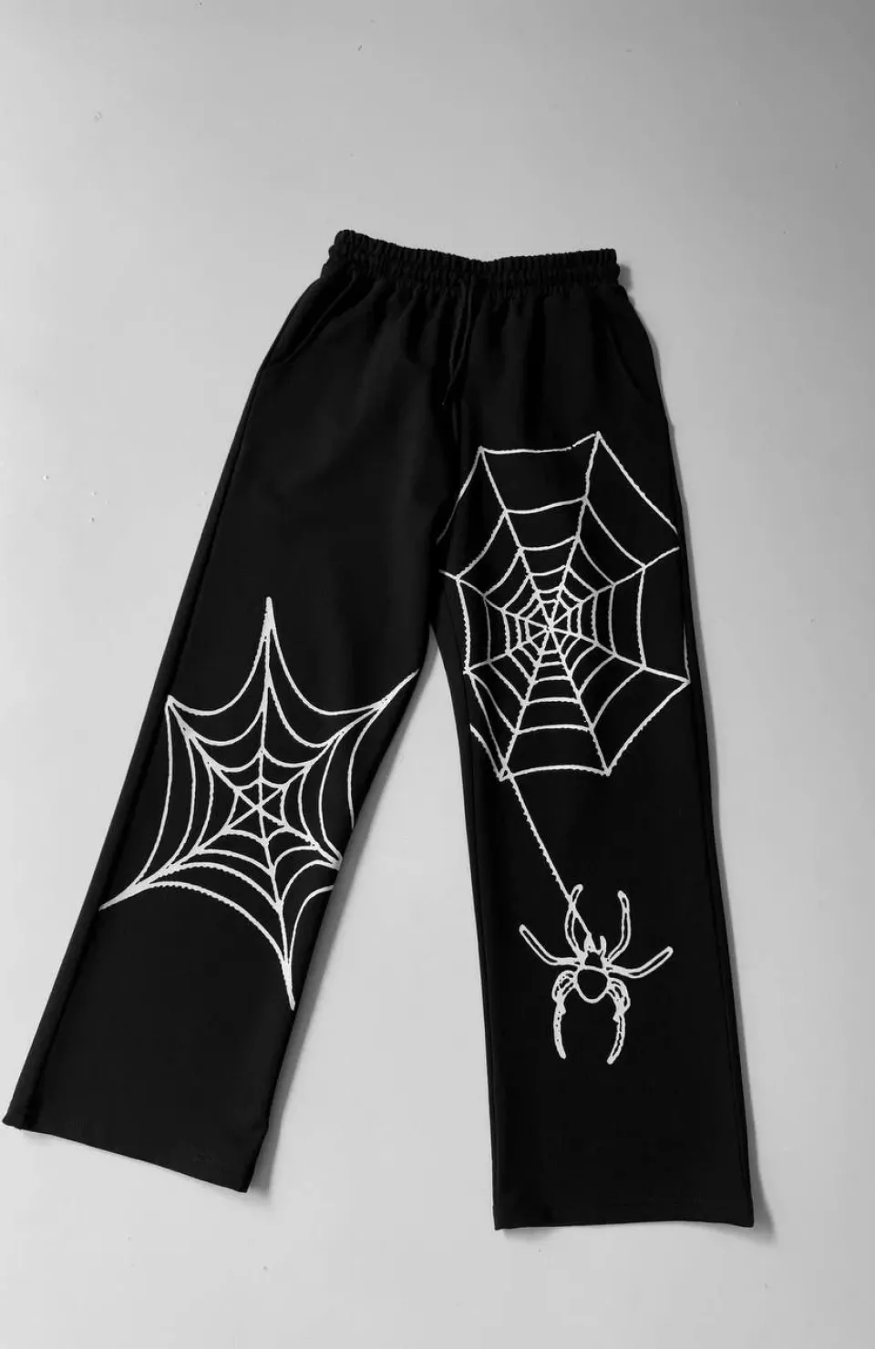 İki İplik Kumaş Örümcek Baskılı Esofman - Siyah