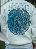 Üç İplik Bisiklet Yaka Baskılı SweatShirt - Beyaz