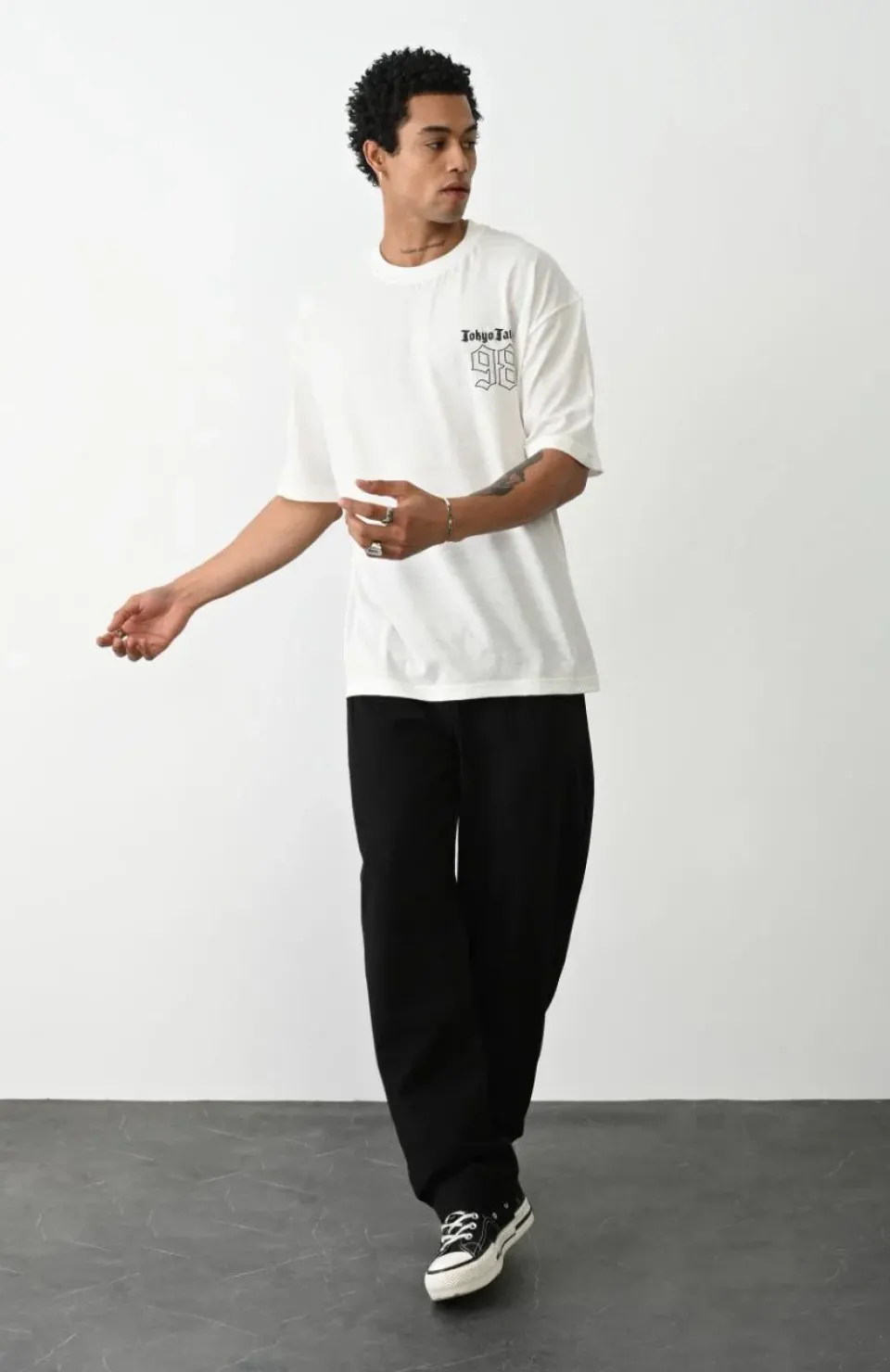 Unisex Baskılı Oversize T-Shirt - Beyaz Somersan Giyim | Kadın, Erkek ve Çocuk Moda