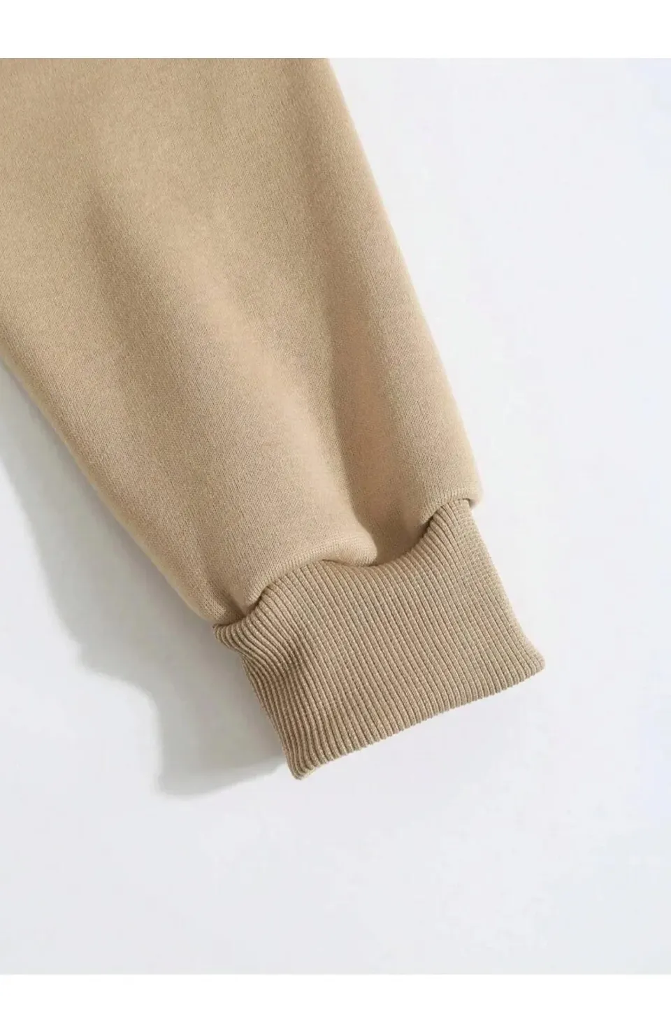 Erkek Düz Kapüşonlu Sweat - Bej