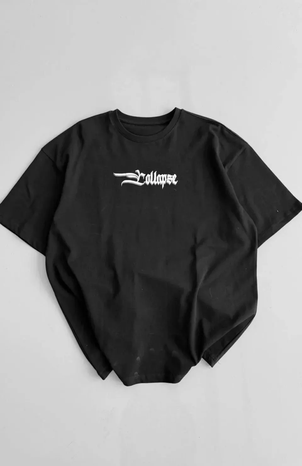 20/1 Penye Compack Unisex Baskılı Oversize Bisiklet Yaka Kısa Kol Yazlık T-shirt - Siyah