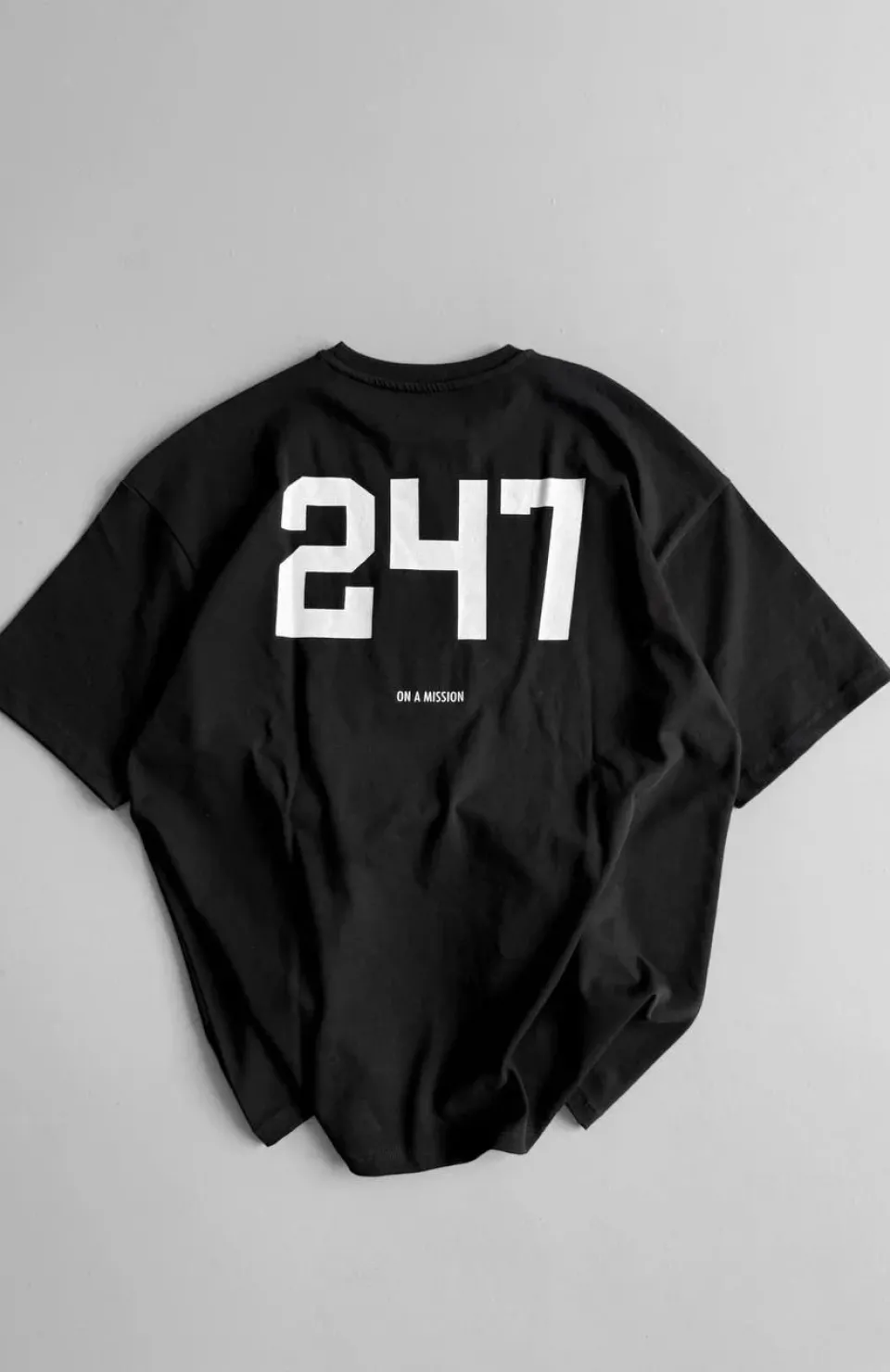 20/1 Penye CompackBaskılı Oversize Bisiklet Yaka Kısa Kol Yazlık T-shirt - Siyah