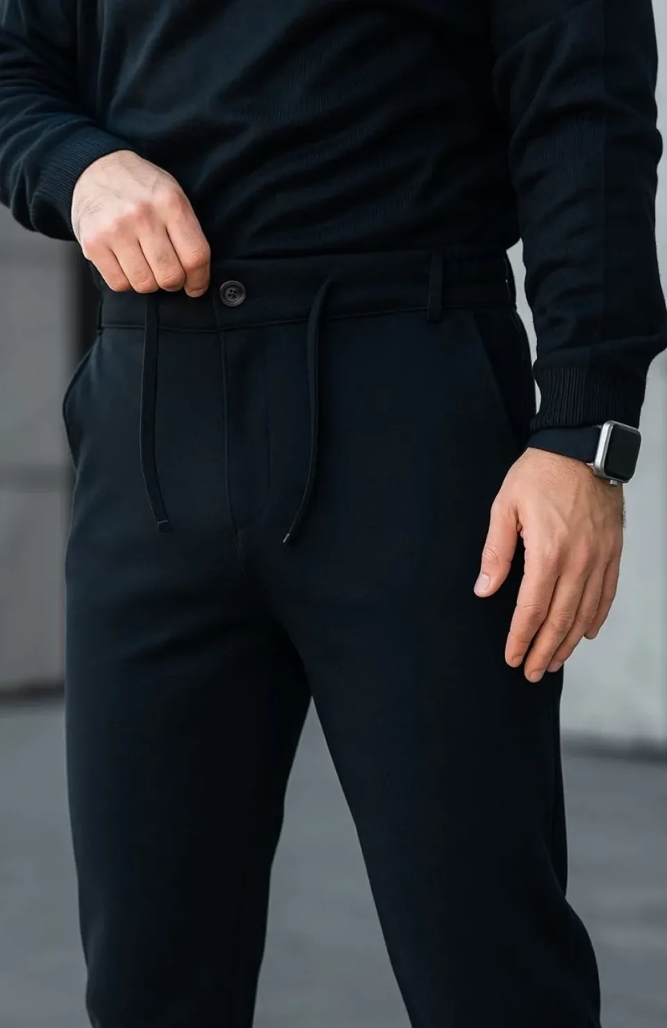 Erkek Diagonel Mikro dokulu Cepli Pantolon - Siyah