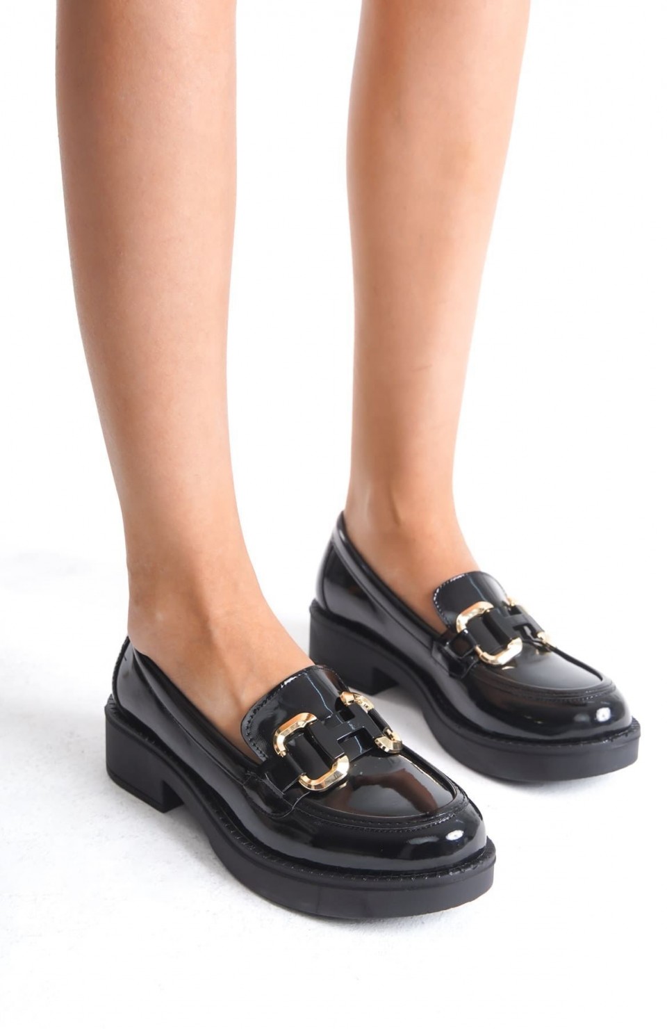 Rugan Siyah Gold Tokalı Kadın Loafer TR17MS02A Somersan Giyim | Kadın, Erkek ve Çocuk Moda