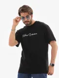 Unisex Bisiklet Yaka Baskılı Oversize T-Shirt - Siyah Somersan Giyim | Kadın, Erkek ve Çocuk Moda