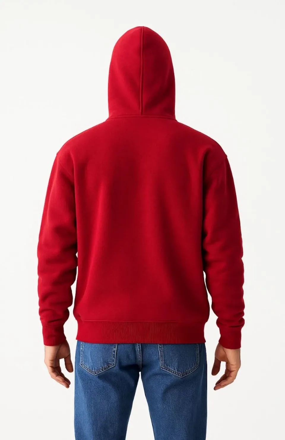 Samuray Ninja Çift Kapşonlu ZIP Fermuarlı Kanguru Çepli Tam Fermuarlı Hoodie Swetshirt - Kırmızı