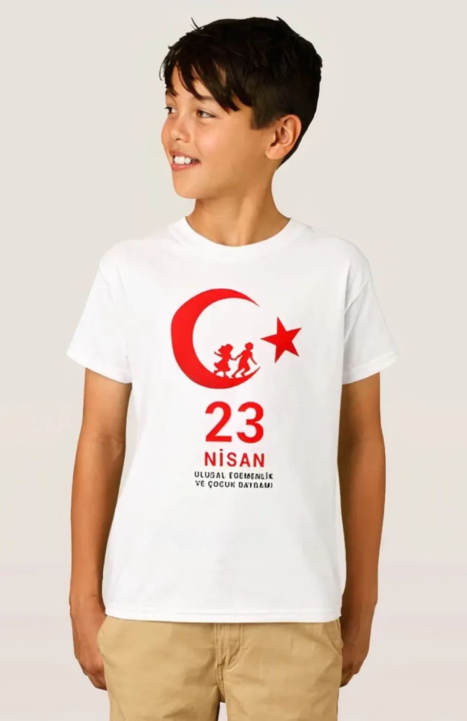 23 Nisan Çocuk Bayramı Baskılı Özel T-shirt - Beyaz Somersan Giyim | Kadın, Erkek ve Çocuk Moda