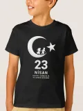 23 Nisan Çocuk Bayramı Baskılı Özel T-shirt - Siyah