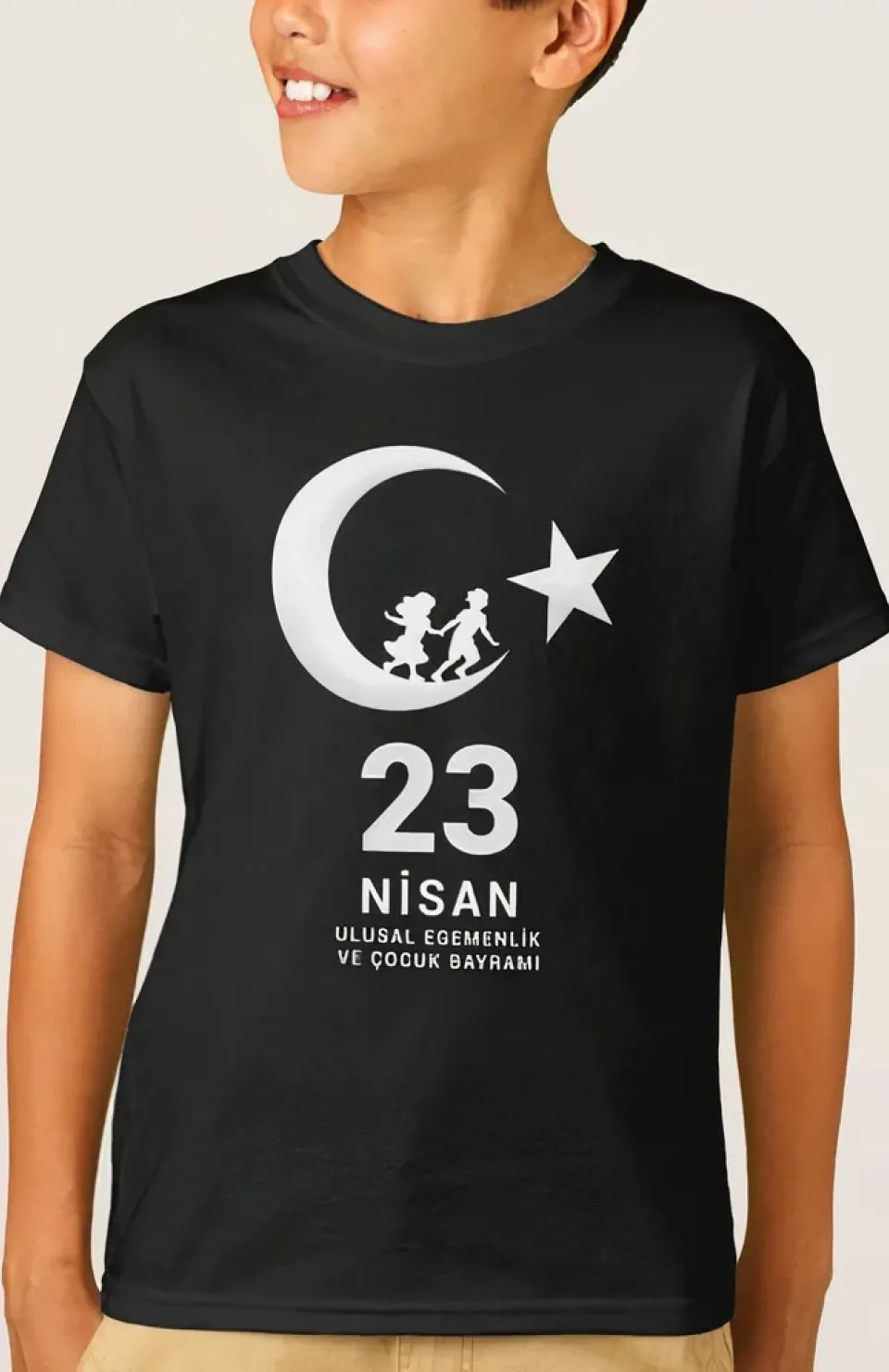 23 Nisan Çocuk Bayramı Baskılı Özel T-shirt - Siyah