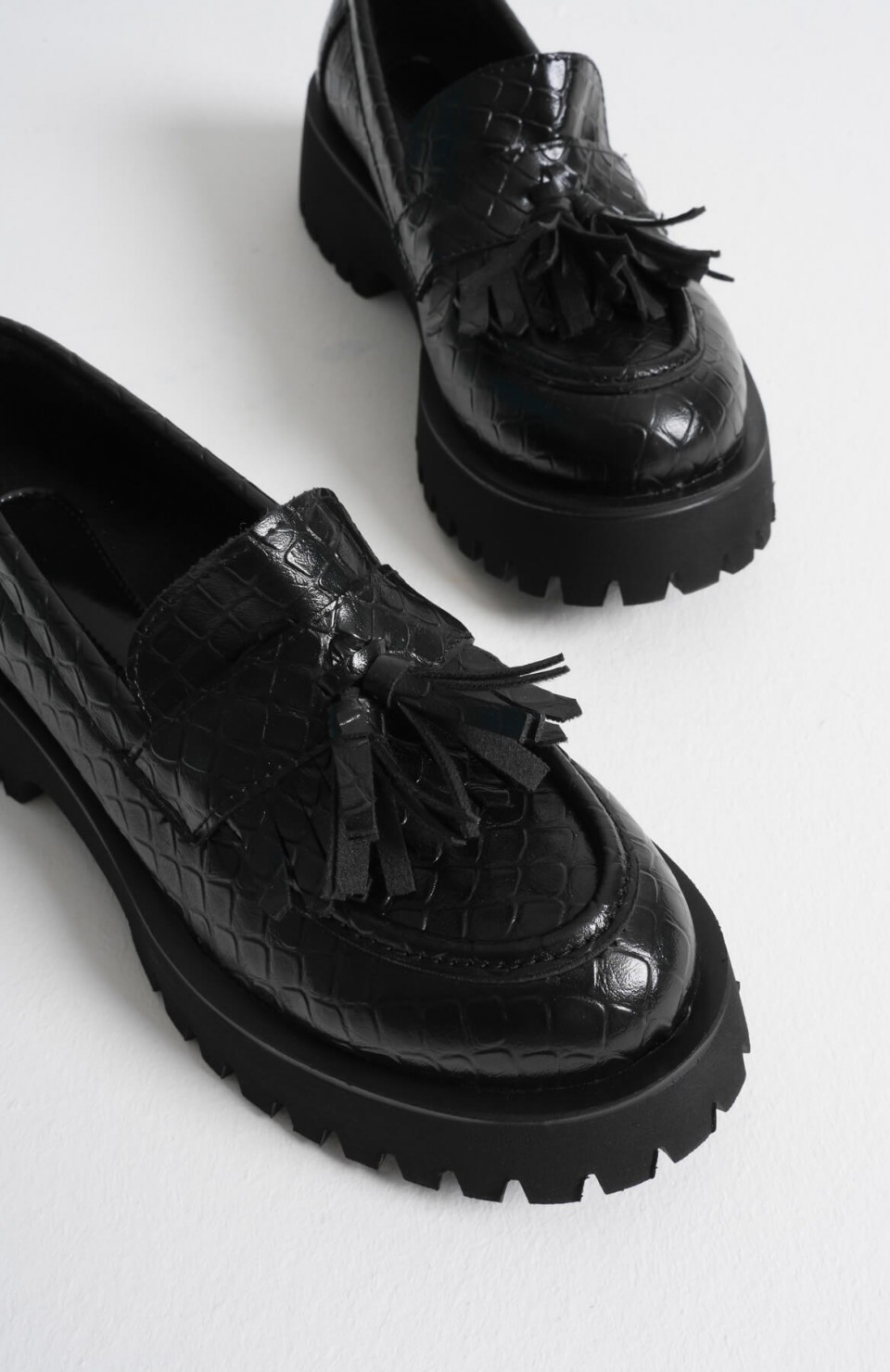 Kadın Günlük Siyah Kroko Baskılı Loafer Ayakkabı TR10MS03G Somersan Giyim | Kadın, Erkek ve Çocuk Moda