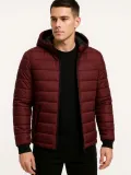 Erkek Şişme Kapüşonlu Fermuarlı Mont Su itici Kapitone Astarlı Kumaş Cepli Kışlık Rahat Kalıp - Bordo Somersan Giyim | Kadın, Erkek ve Çocuk Moda