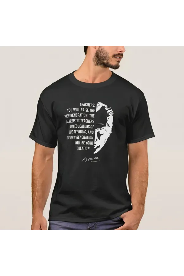 24 Kasım Öğretmenler Günü Baskılı T-shirt - Siyah