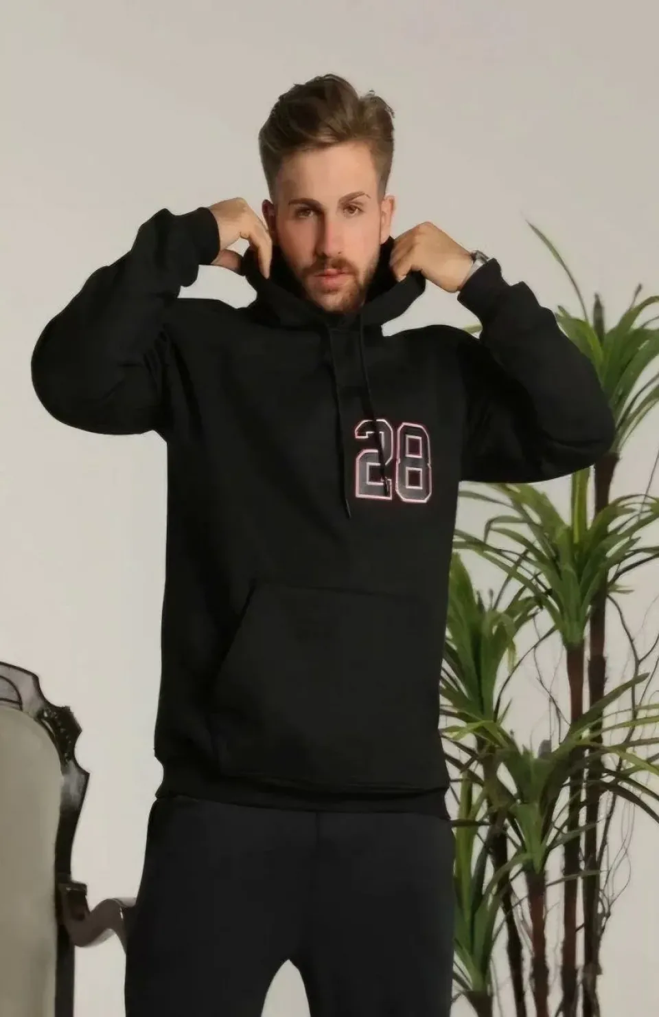 Unisex Kapşonlu Baskılı Sweetshirt - Siyah Somersan Giyim | Kadın, Erkek ve Çocuk Moda