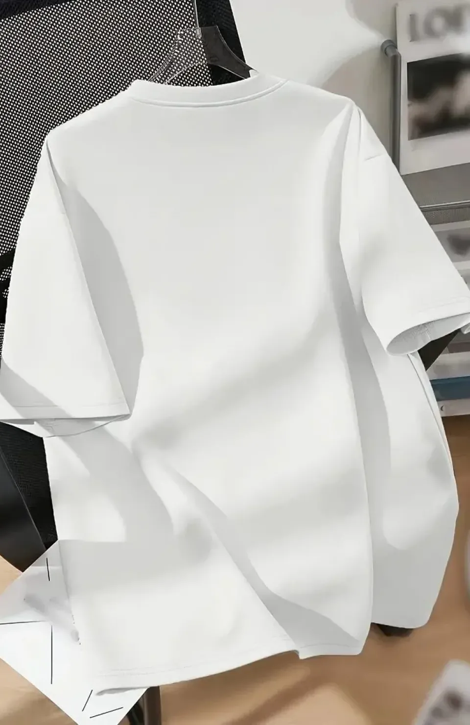 20/1 Penye Compack Baskılı Oversize Bisiklet Yaka Kısa Kol Yazlık T-shirt - Beyaz