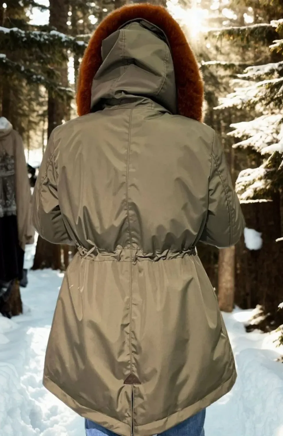 Kadın Su Geçirmez Kapüşonlu Mont - Haki