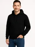 Erkek Üç İplik Kapüşonlu Kanguru Cepli SweatShirt hoodie - Siyah