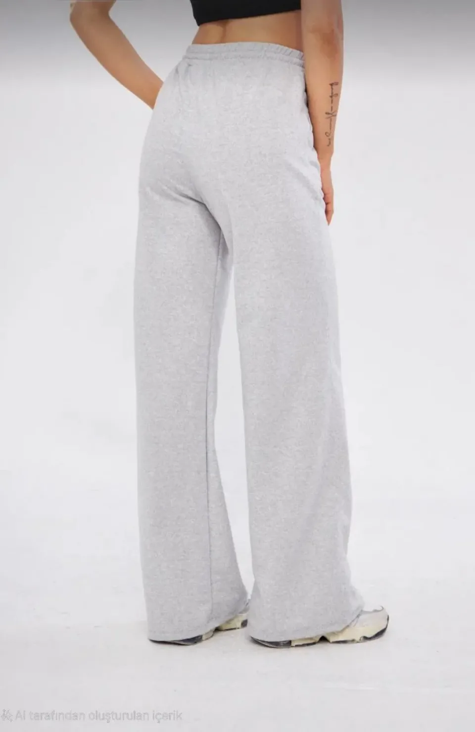 İki iplik Bol Paça Eşofman Pantalon - Gri