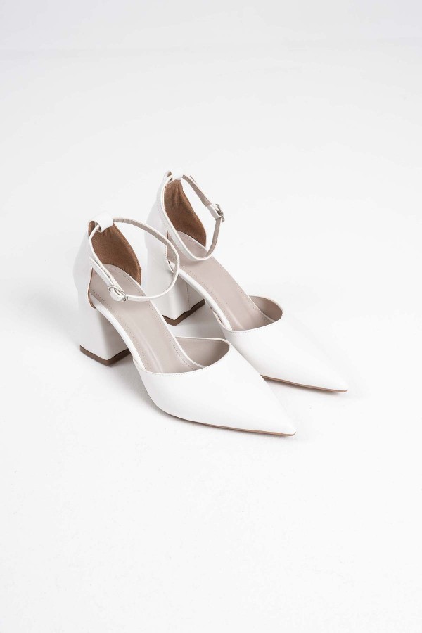 Beyaz Cilt Kadın Topuklu Ayakkabı TR08MS11E