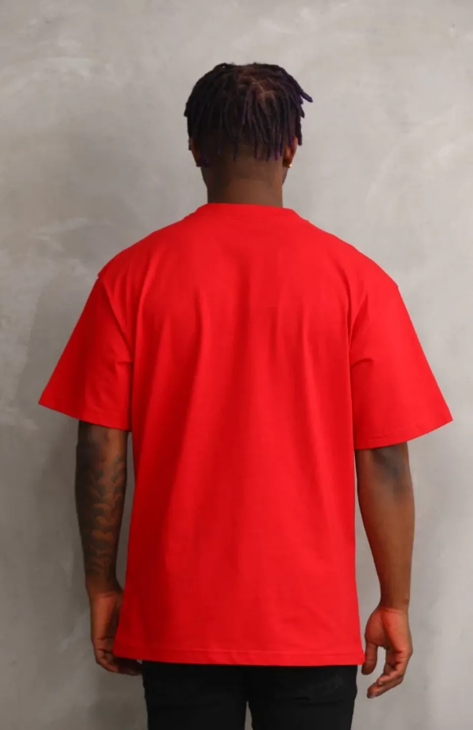 Unisex Baskılı Oversize T-Shirt - Kırmızı