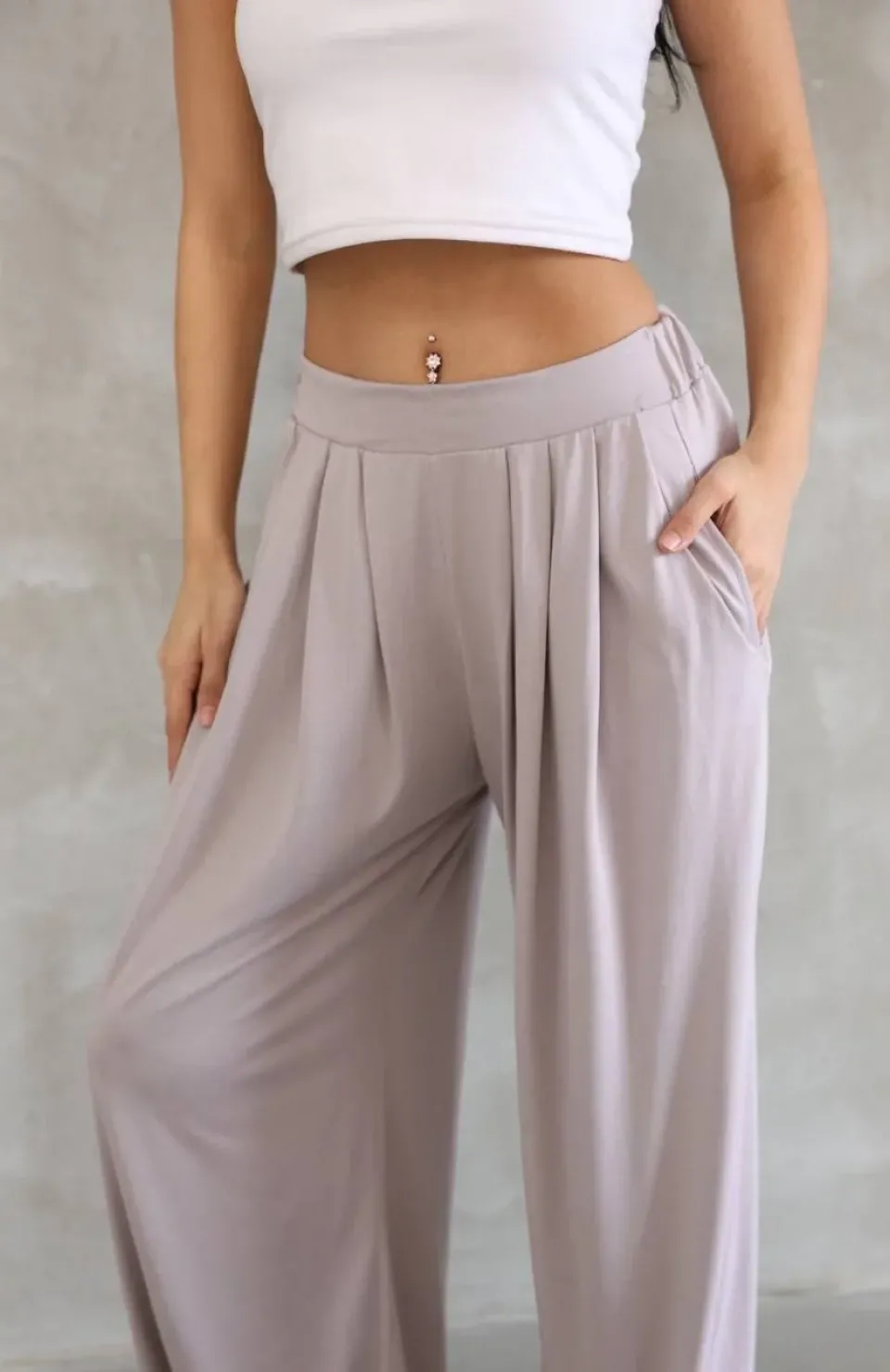 Osy Modal Yumuşak Dokulu Kadın Kumaş Boru Paça Salaş Eşofman - Bej