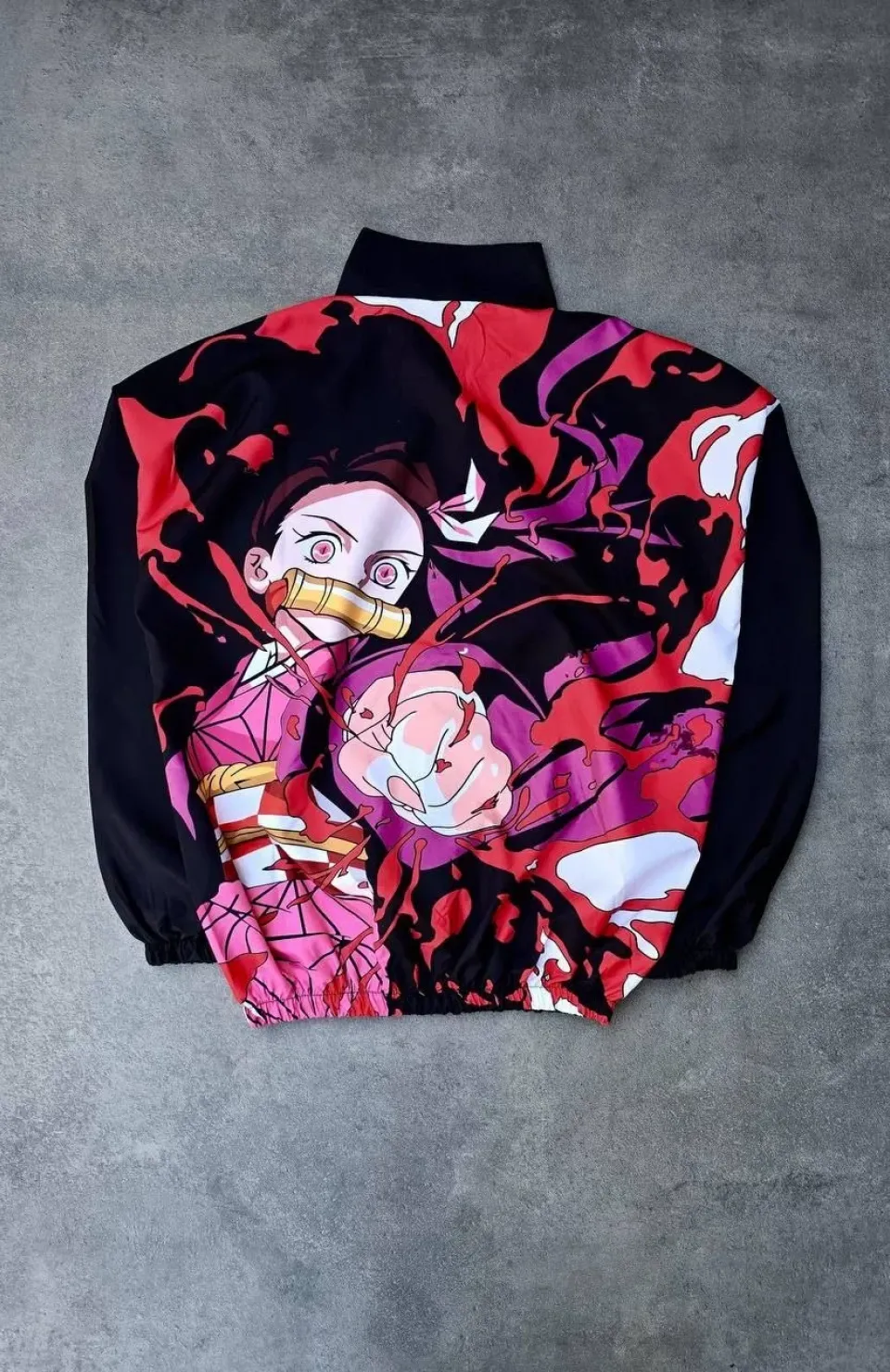 Fermuarlı Dijital Baskılı Rüzgarlık - Siyah