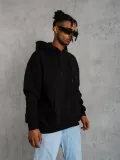Erkek Düz Kapüşonlu Sweat - Siyah
