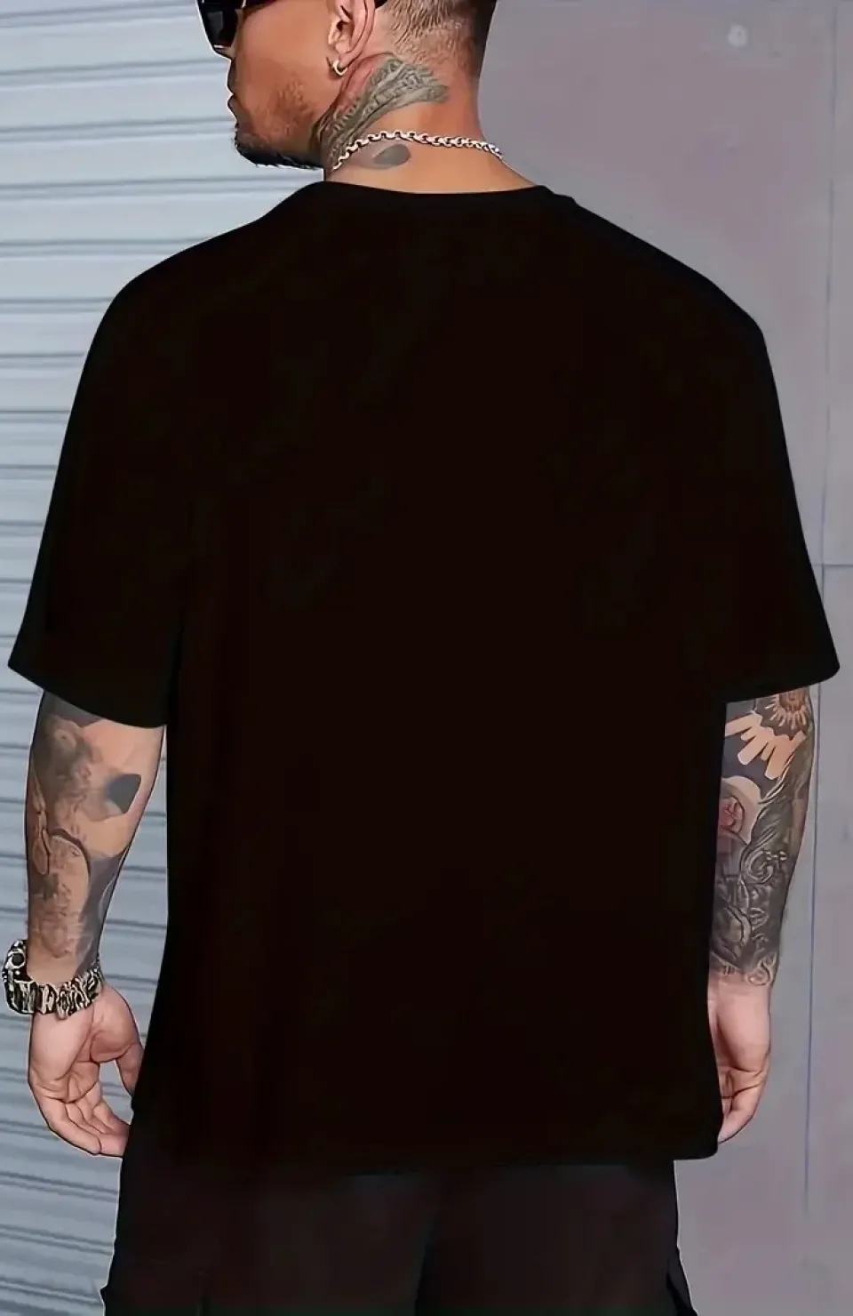 Sporda Günlük Hayata Giyilebilir GYM Baskılı Oversize Bisiklet Yaka Erkek T-shirt - Siyah