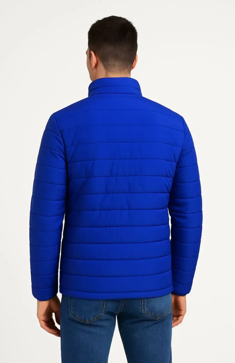 Erkek Bomber Mont Ceket – Su İtici Kumaş, Kapitone Astarlı, Fermuarlı, Kışlık - Saks Mavisi