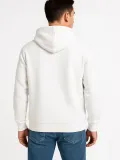 Erkek Üç İplik Kapüşonlu Tam Fermuarlı Kanguru Cepli SweatShirt Hoodie - Beyaz