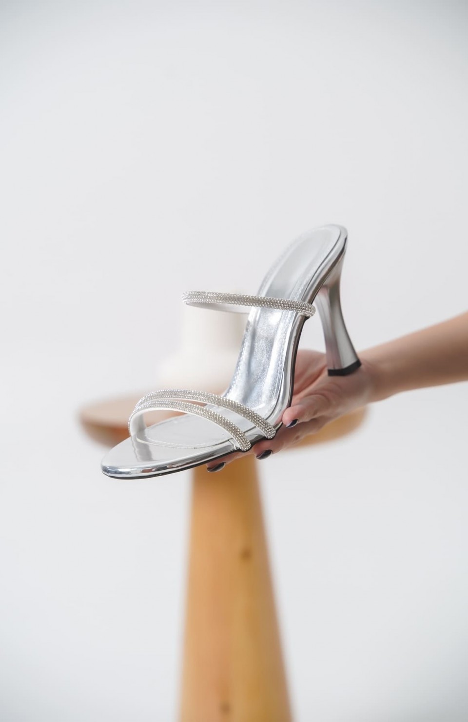 Topuklu Gümüş Kadın Terlik TR20MY24E Somersan Giyim | Kadın, Erkek ve Çocuk Moda