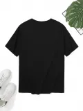 20/1 Penye Compack Sarj %1 Baskılı Oversize Bisiklet Yaka Kısa Kol Yazlık T-shirt - Siyah