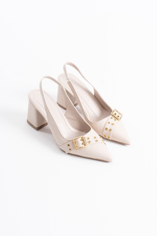 Bej Cilt Kadın Topuklu Ayakkabı TR08MS07E