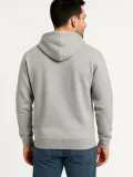 Erkek Üç İplik Kapüşonlu Tam Fermuarlı Kanguru Çepli SweatShirt Hoodie - Gri