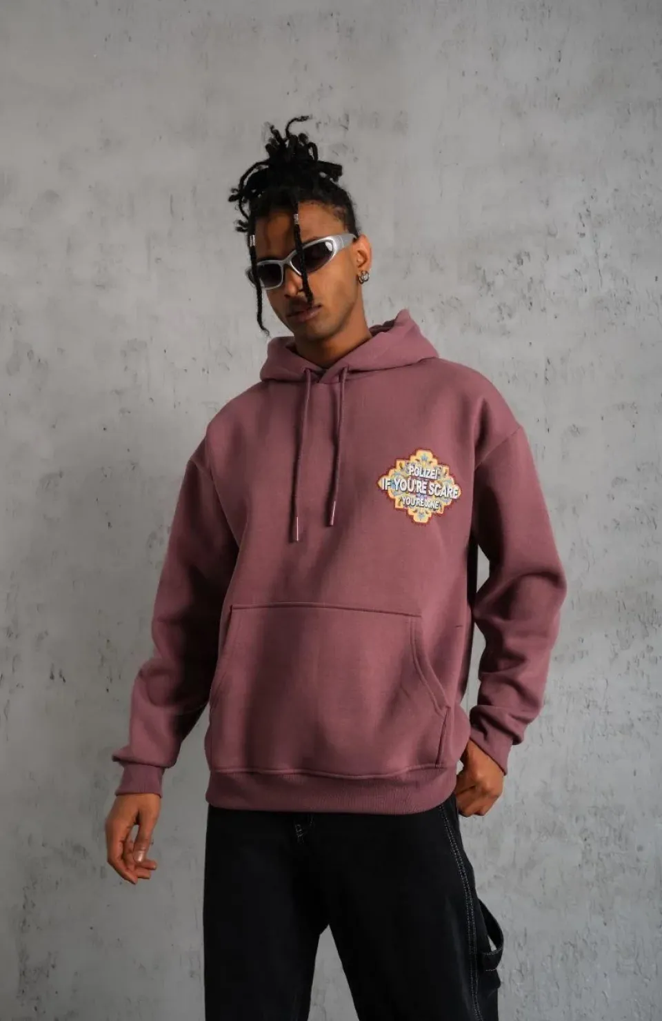 Erkek Kilim Desen Kapüşonlu Sweat - Gül Kurusu Somersan Giyim | Kadın, Erkek ve Çocuk Moda