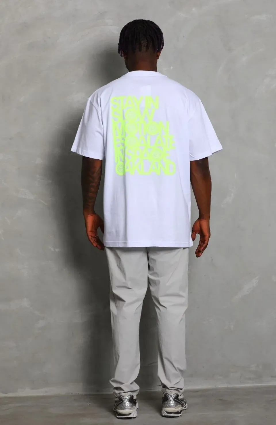 Unisex Oversize Baskılı Bisiklet Yaka T-Shirt - Beyaz