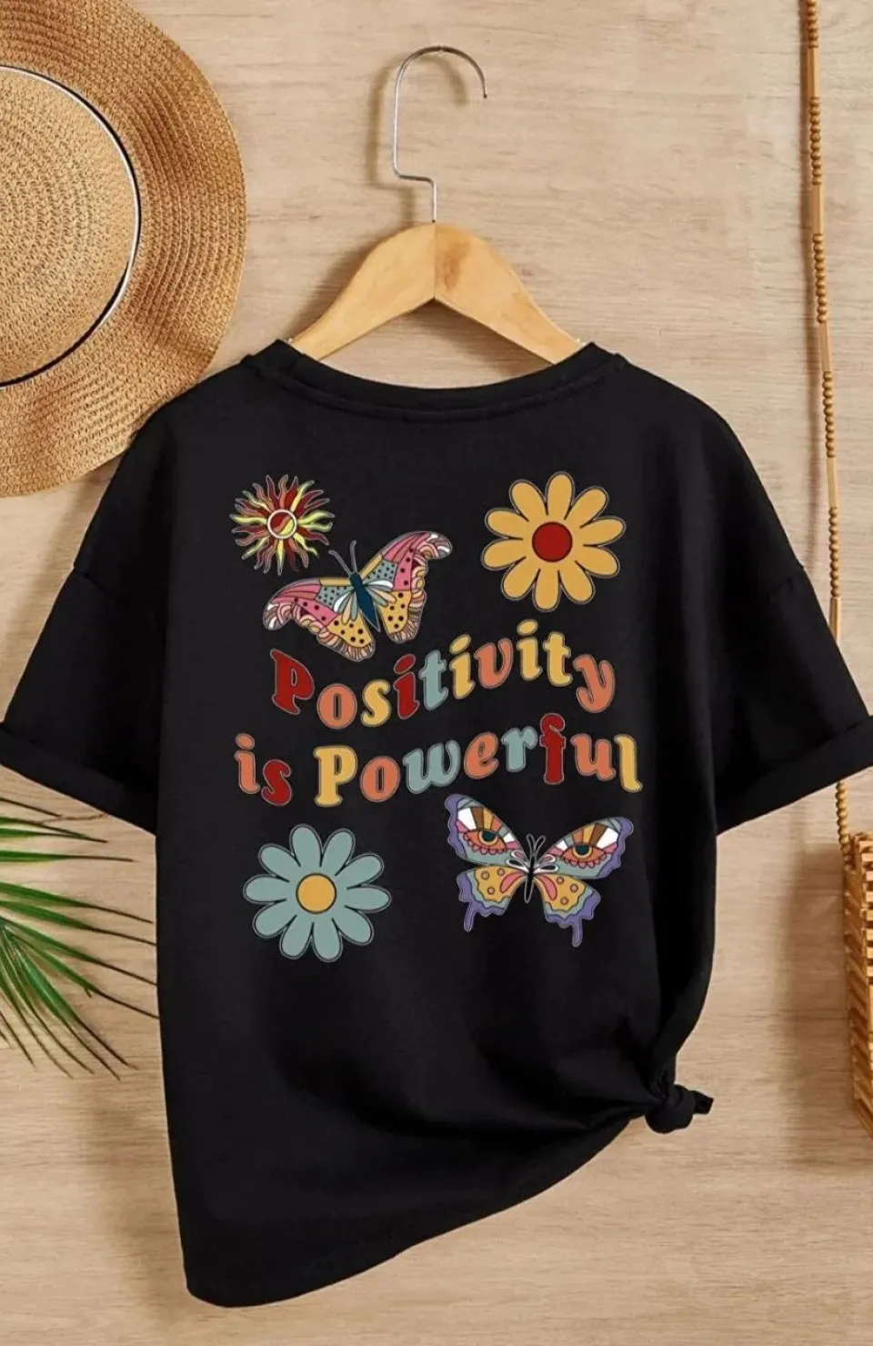 Kız Çocuk Bisiklet Yaka Baskılı T-Shirt - Siyah