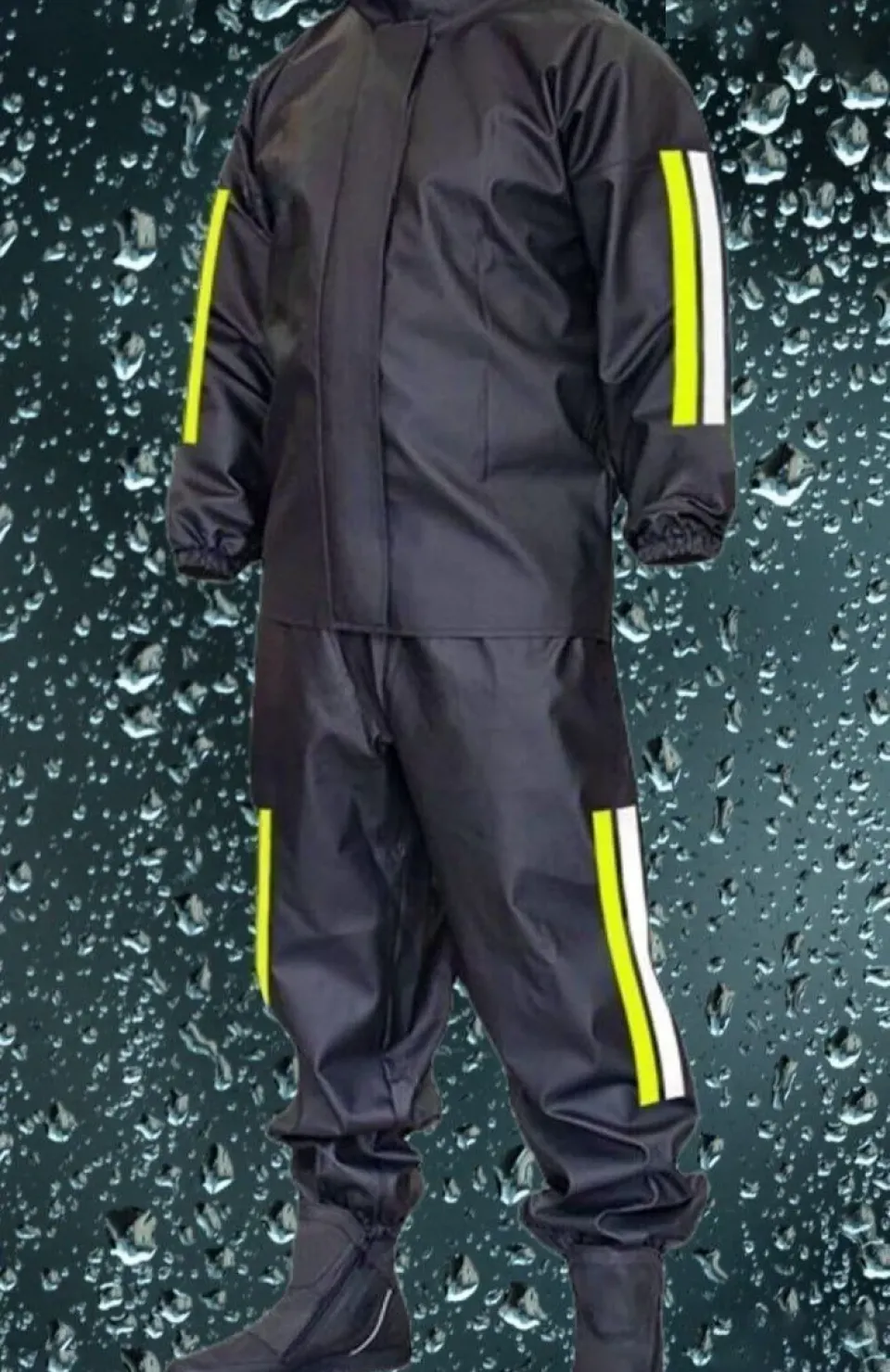 Premium Motorcu Kurye Yağmurluk Takım Su Geçirmez PVC Kumaş Reflektörlü TÜBİTAK Onaylı - Siyah