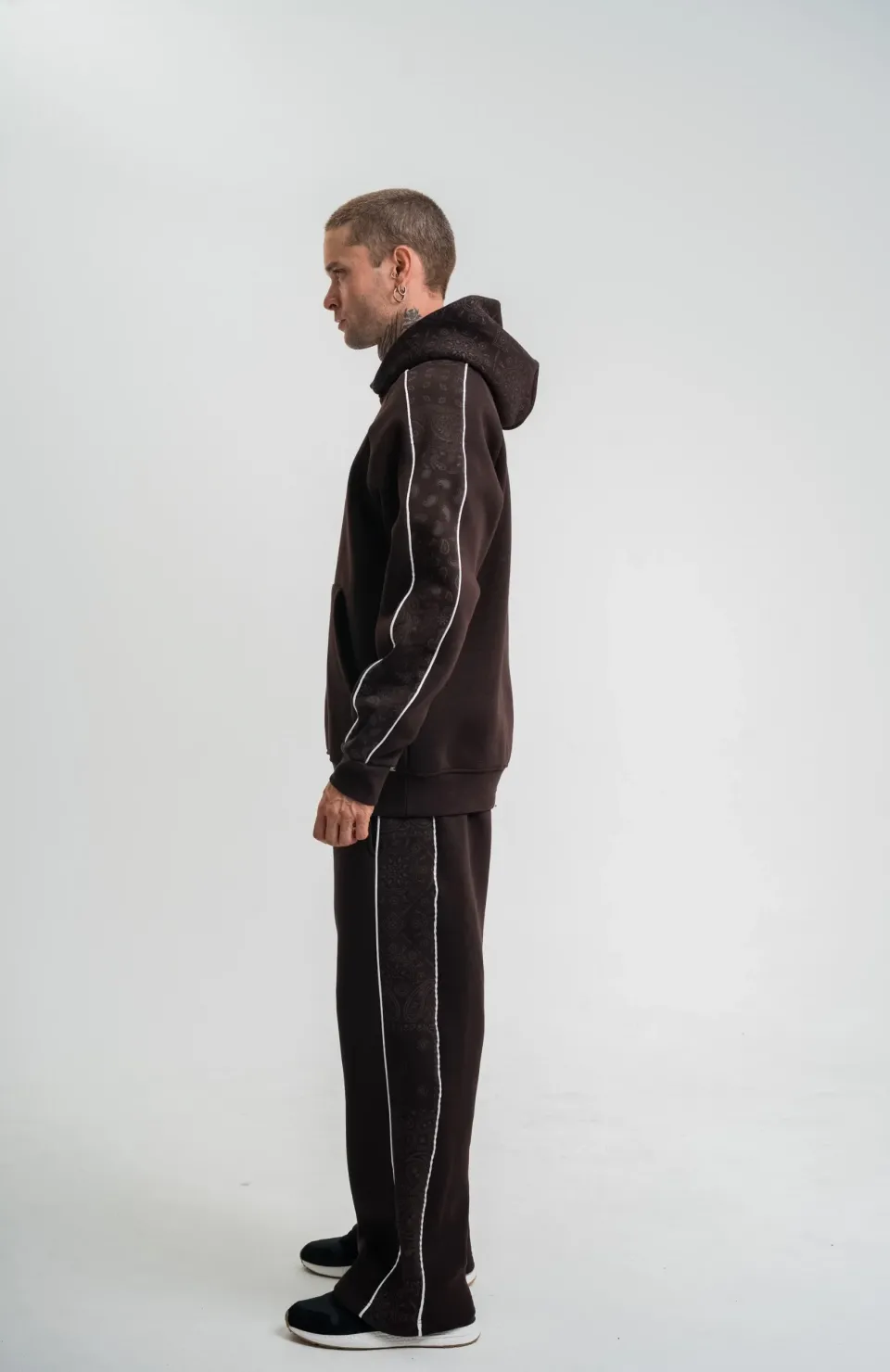 Uzun Kol Kapşonlu Ara Biyeli Baggy Eşofman Takım - Kahve Somersan Giyim | Kadın, Erkek ve Çocuk Moda