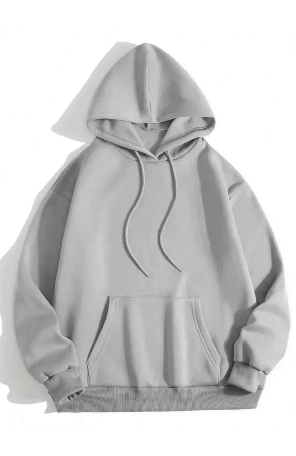 3 İplik Pamuklu Unisex Kapşonlu Sweetshirt - Gri
