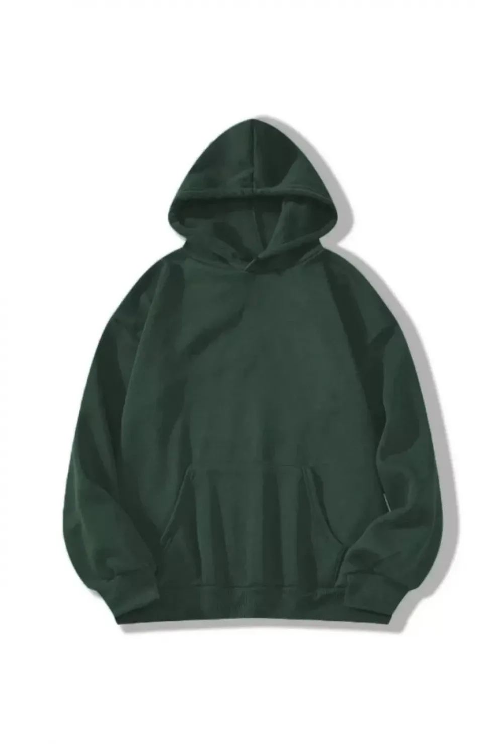 3 İplik Pamuklu Unisex Kapşonlu Sweetshirt - Haki