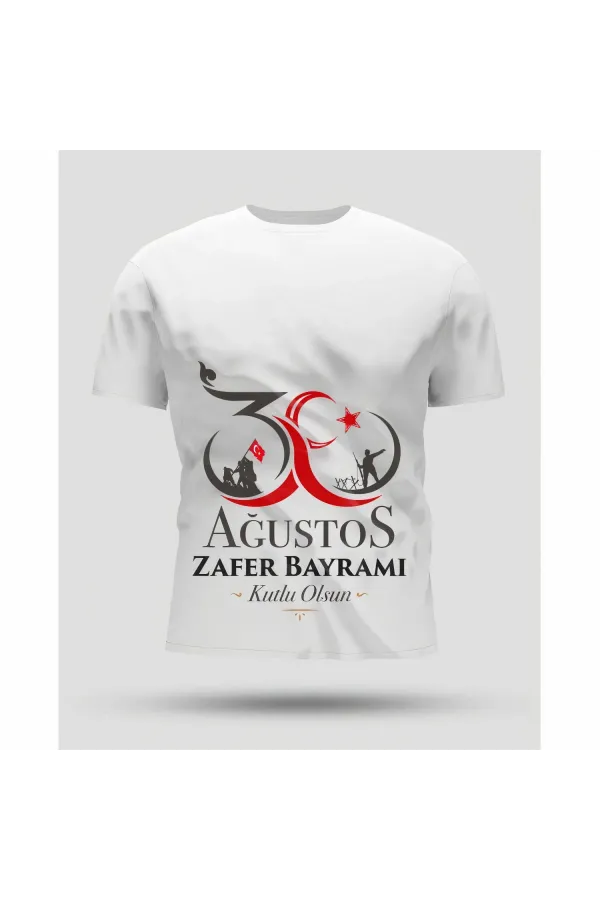 30 Ağustos Oversize Baskılı T-shirt - Beyaz
