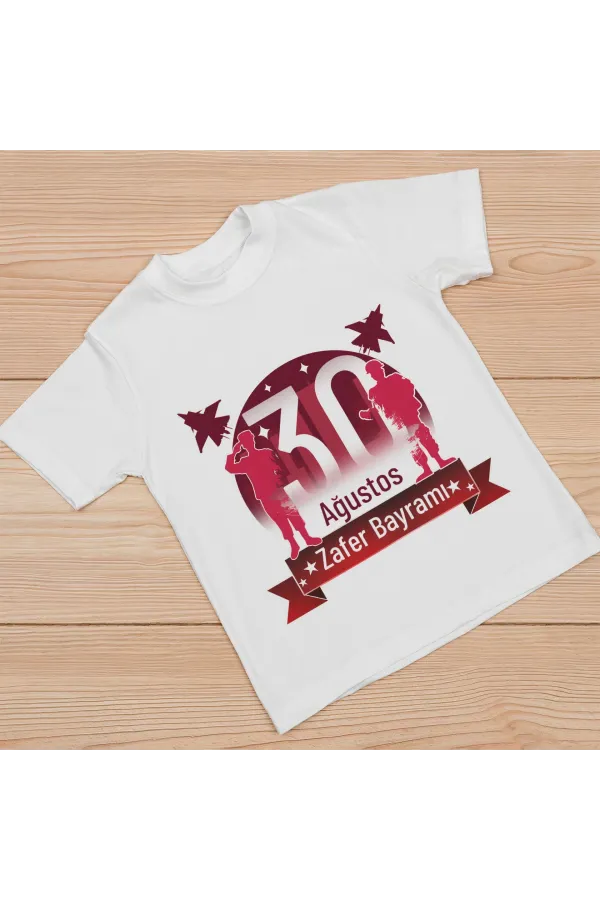 30 Ağustos Unisex Baskılı T-shirt - Beyaz